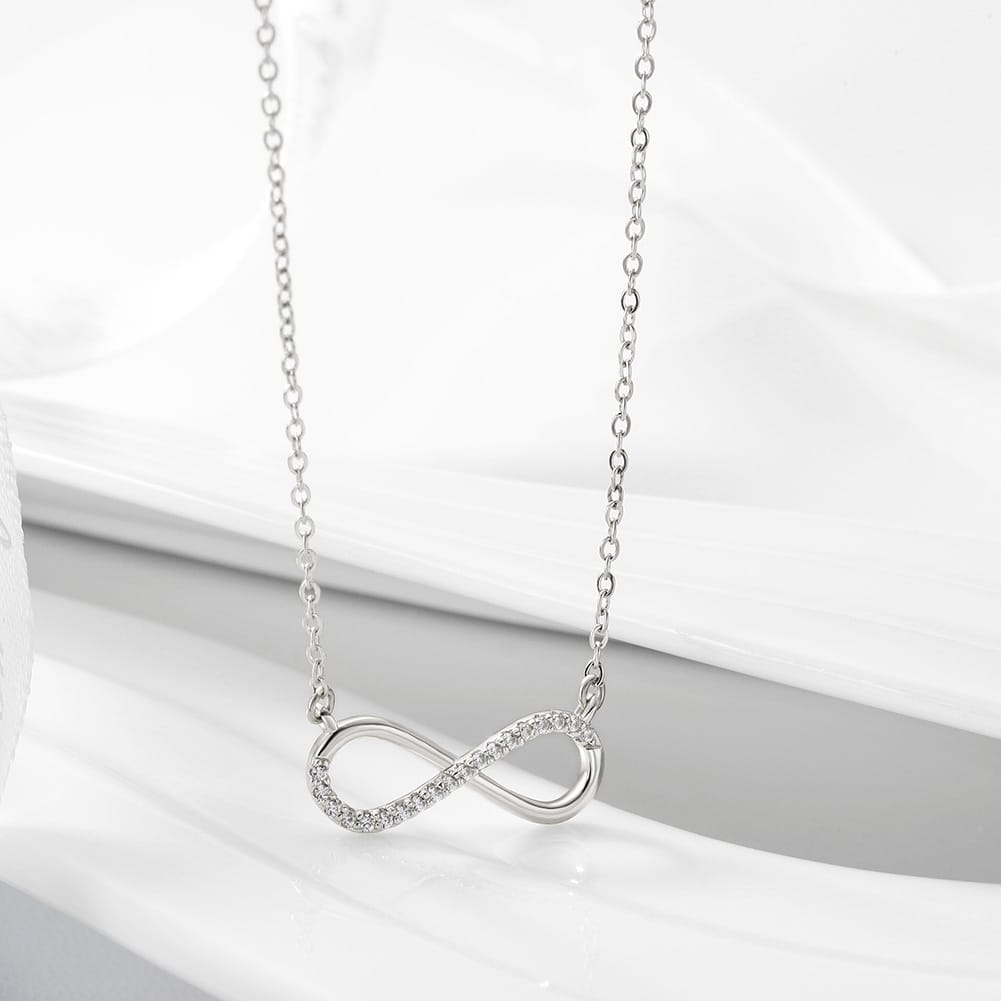 Infinity Necklace White Gold Finish - Back of the Bay Boutique