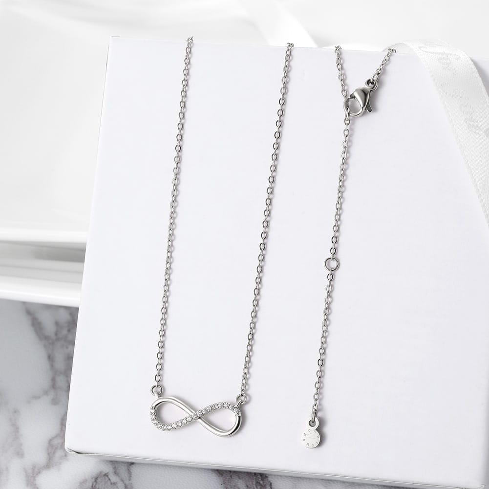 Infinity Necklace White Gold Finish - Back of the Bay Boutique