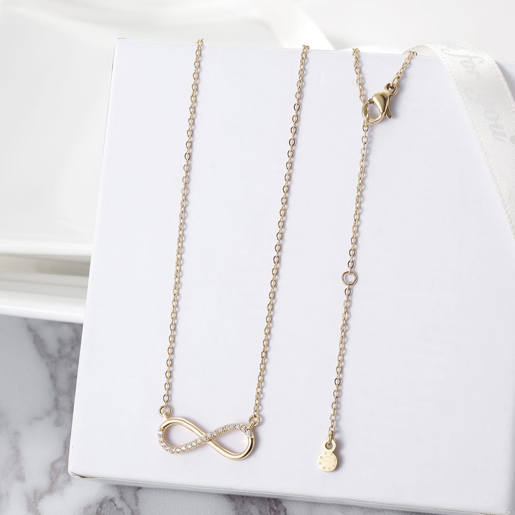 Infinity Necklace Yellow Gold Finish - Back of the Bay Boutique