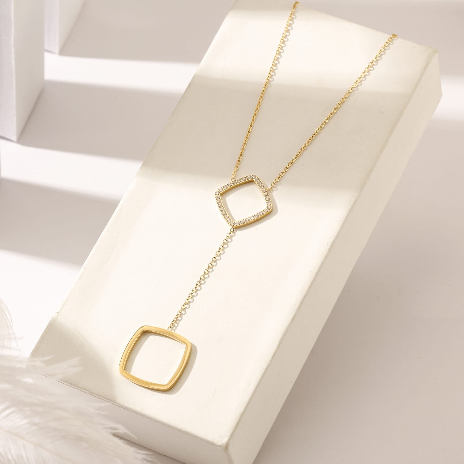 Geometric Necklace Yellow Gold Finish - Back of the Bay Boutique
