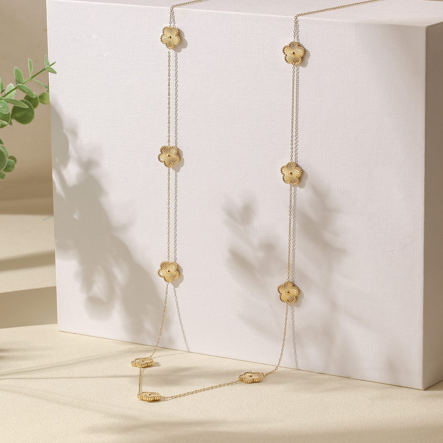 36" Daisy Necklace Yellow Gold Finish - Back of the Bay Boutique