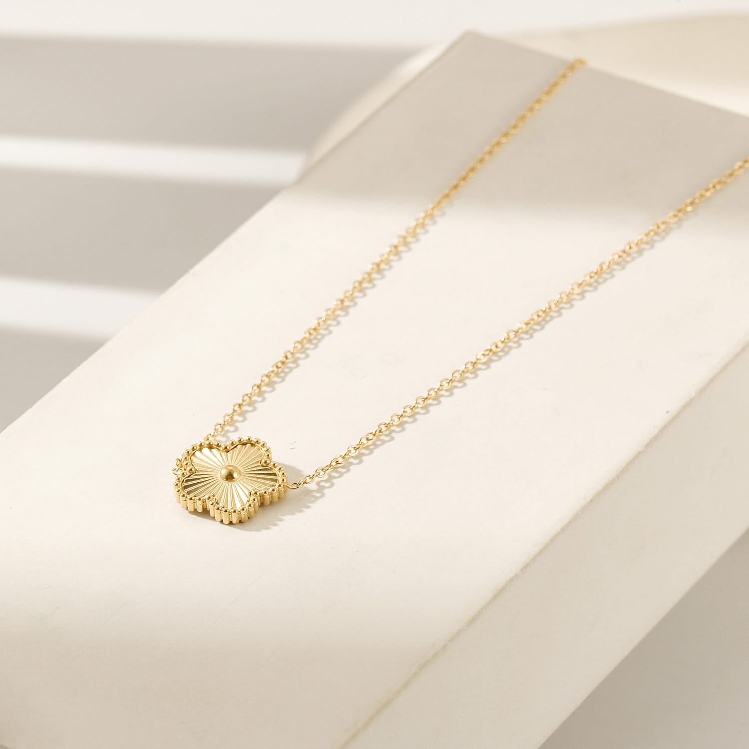 Daisy Single Pendant Necklace Yellow Gold Finish - Back of the Bay Boutique