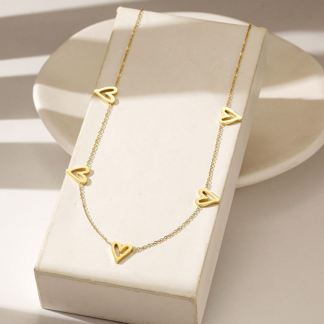 Heart Necklace Yellow Gold Finish