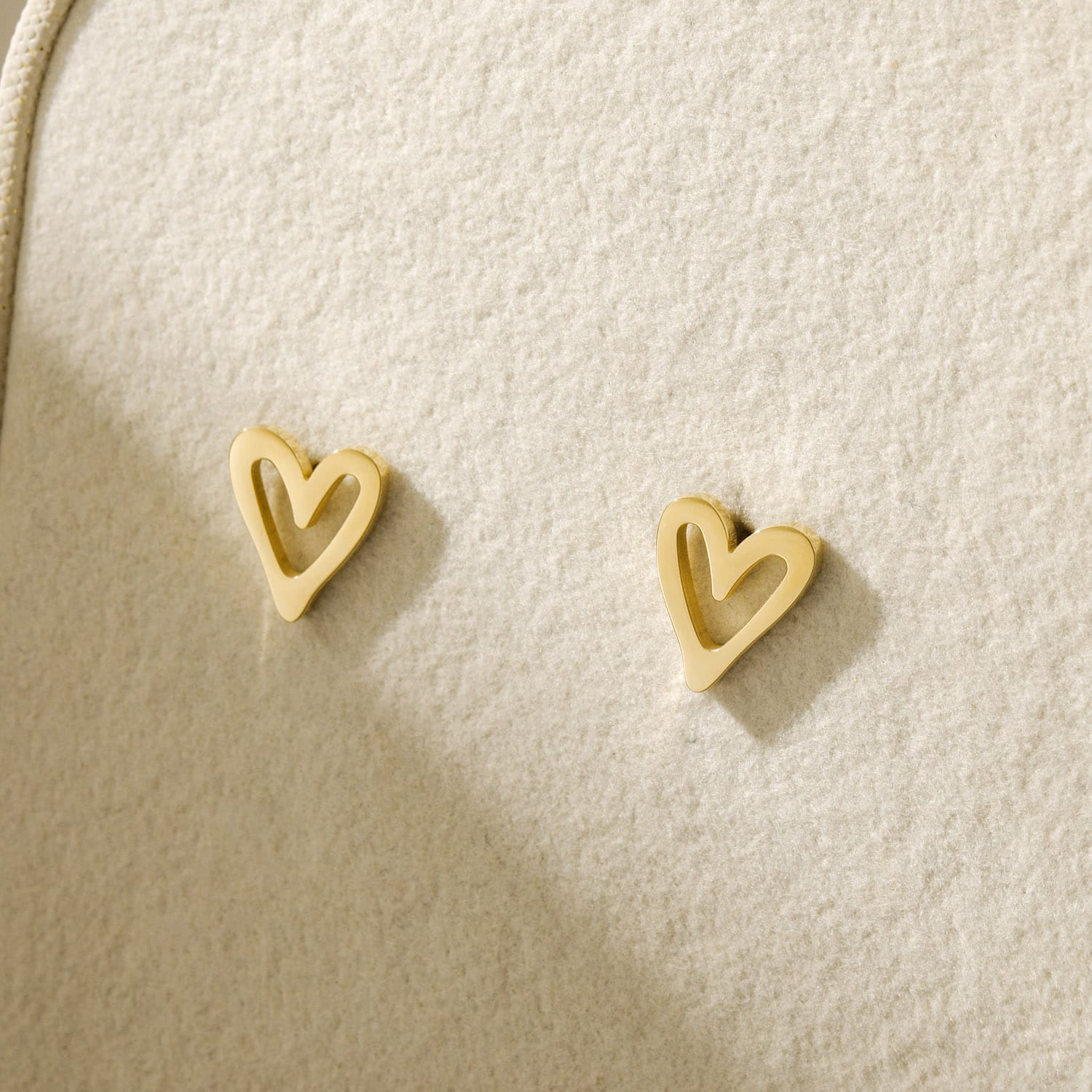 Heart Stud Earrings Yellow Gold Finish - Back of the Bay Boutique