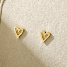 Load image into Gallery viewer, Heart Stud Earrings Yellow Gold Finish
