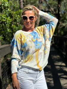 Long Sleeve Knit Sweater Spring Bloom - MADE IN ITALY