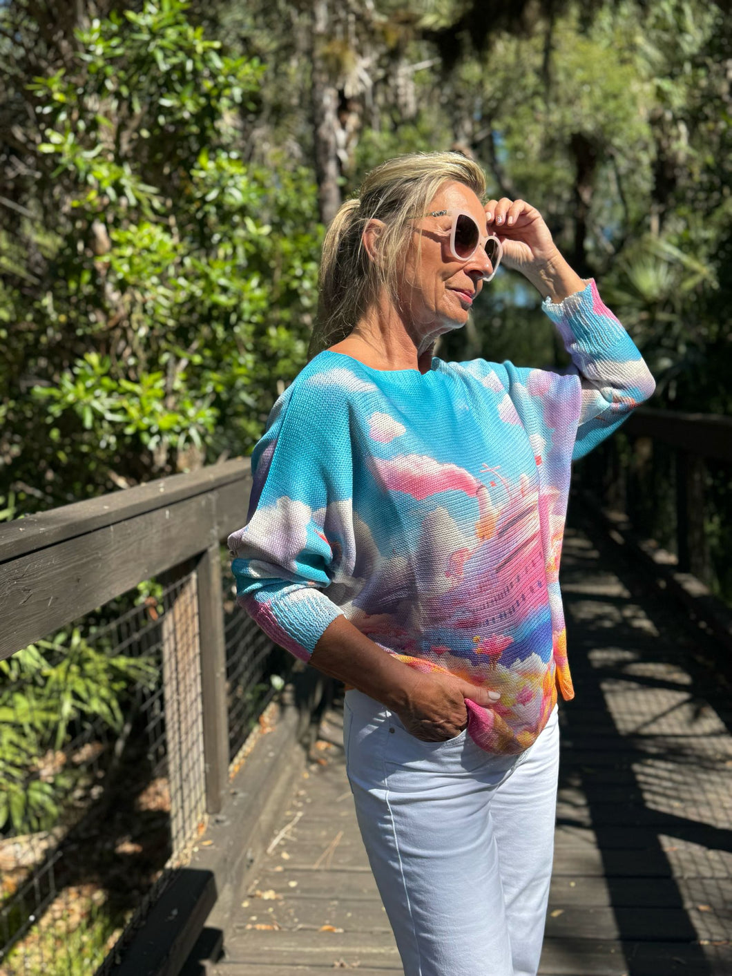 Long Sleeve Knit Sweater Cotton Candy Cruise - MADE IN ITALY