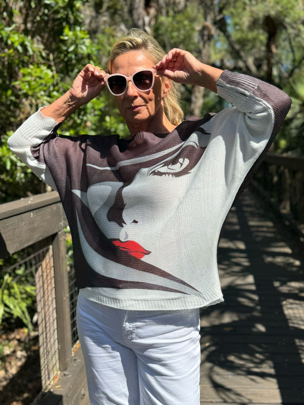 Long Sleeve Knit Sweater Red Lipstick - MADE IN ITALY