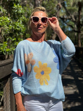 Load image into Gallery viewer, Long Sleeve Knit Sweater Blue Flora - MADE IN ITALY

