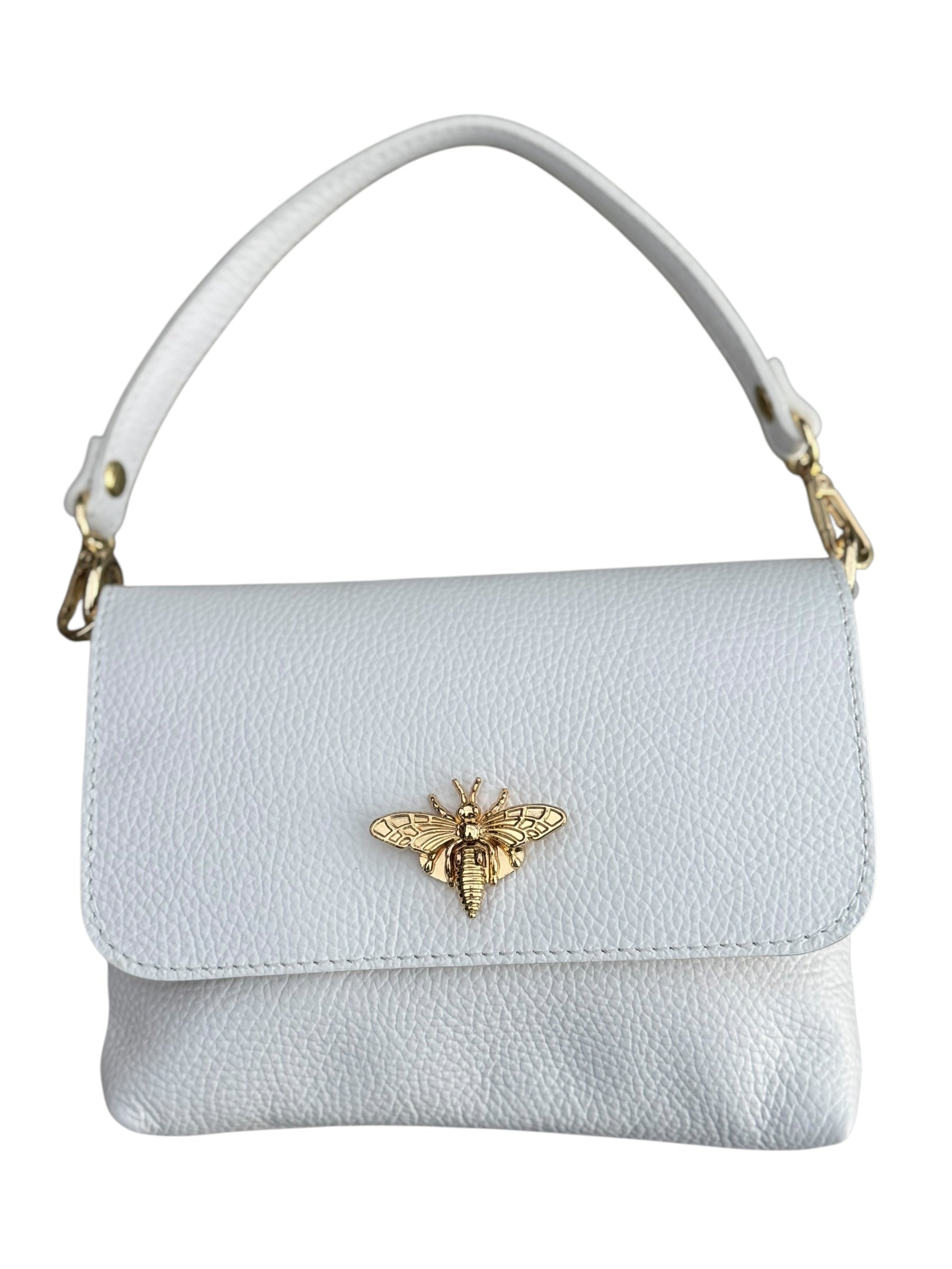 Rectangular Crossbody Bee Bag White - Back of the Bay Boutique