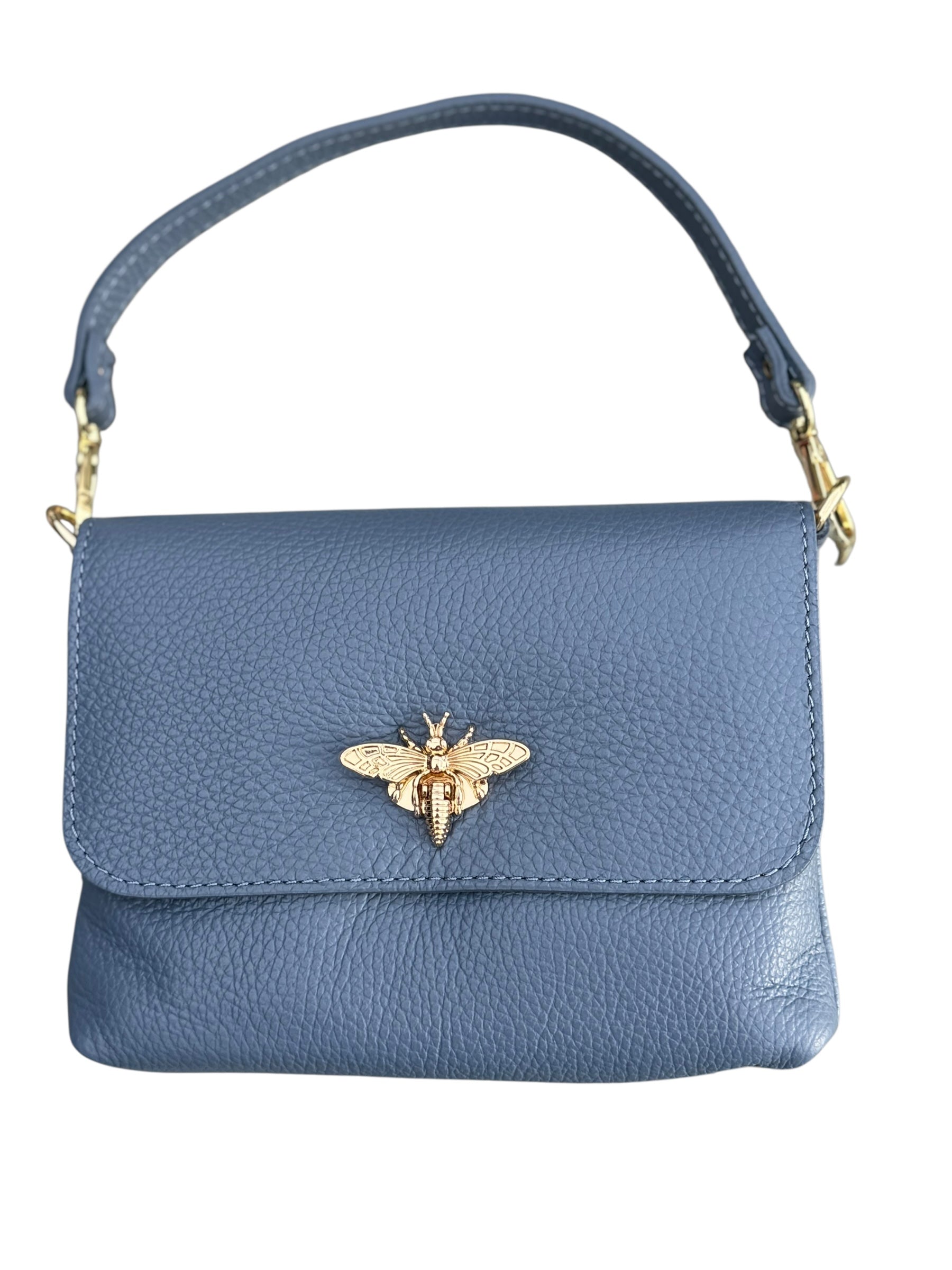 Rectangular Crossbody Bee Bag Denim Blue - Back of the Bay Boutique