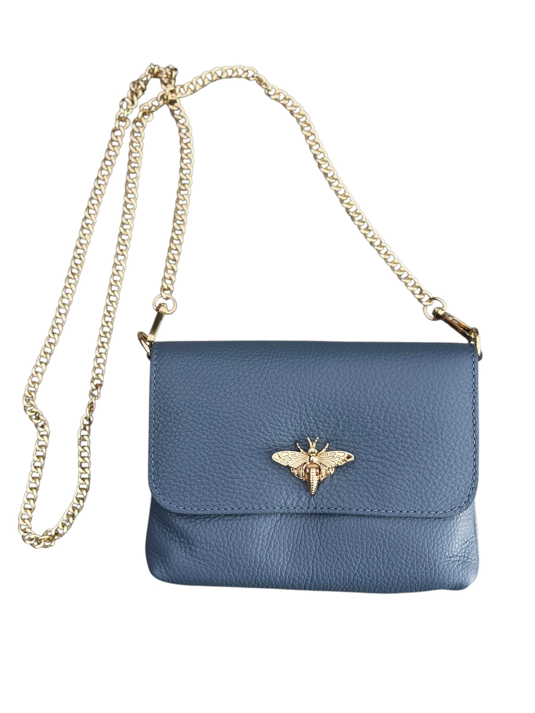 Rectangular Crossbody Bee Bag Denim Blue - Back of the Bay Boutique