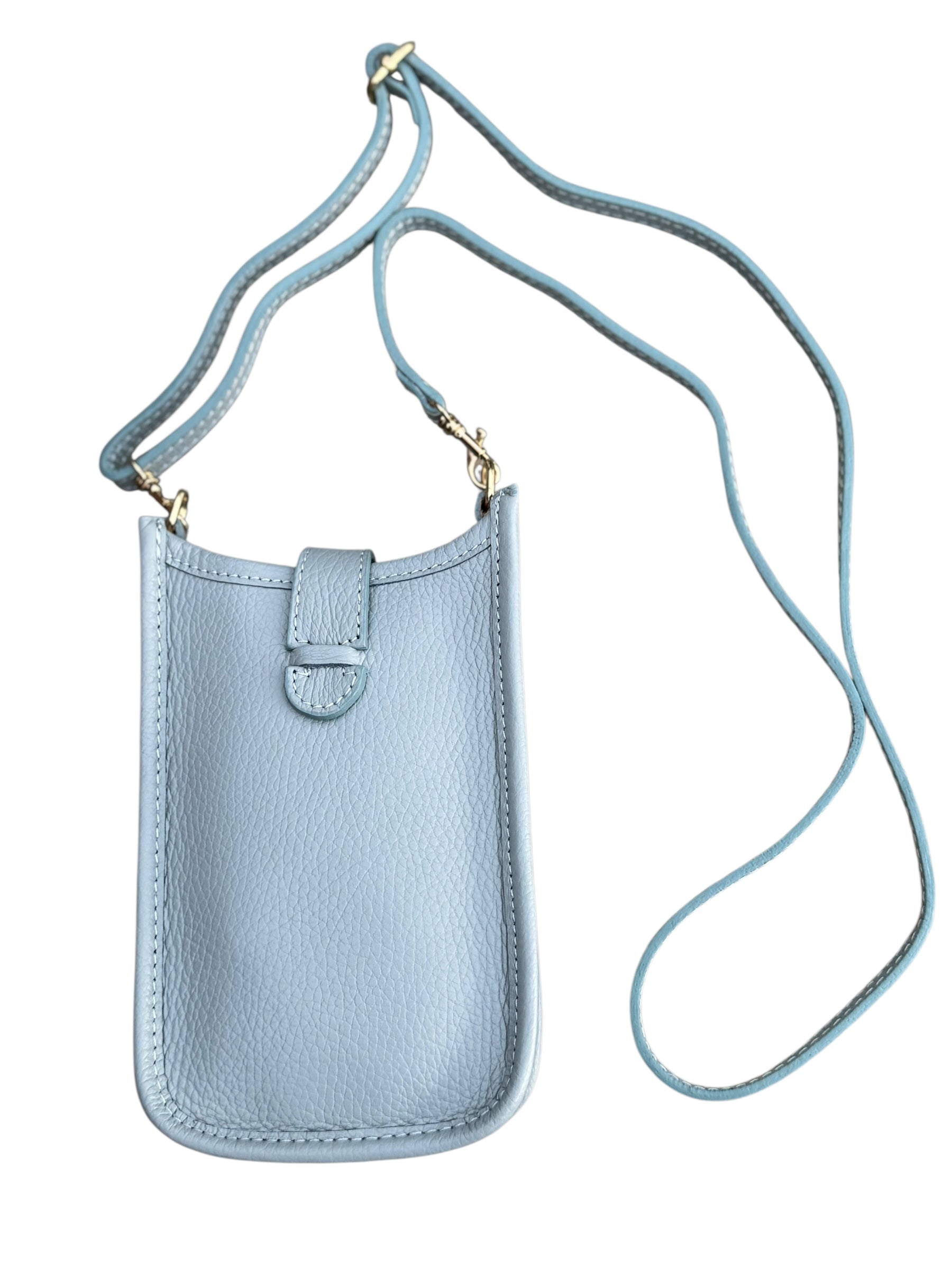 Cellphone Raffia Crossbody Bag Light Blue - Back of the Bay Boutique
