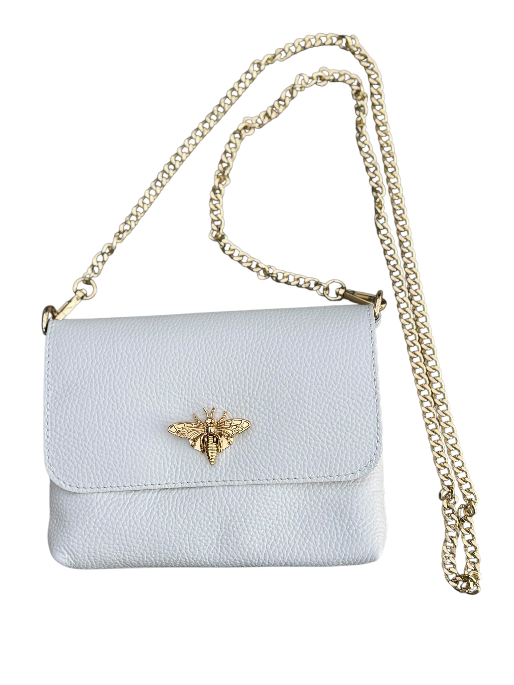 Rectangular Crossbody Bee Bag White - Back of the Bay Boutique
