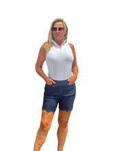 Load image into Gallery viewer, 5&quot; Inseam Pull-on Stretch Shorts with Scalloped Hemline Navy
