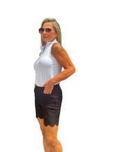 Load image into Gallery viewer, 5&quot; Inseam Pull-on Stretch Shorts with Scalloped Hemline Black

