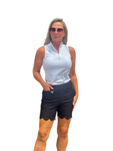 Load image into Gallery viewer, 5&quot; Inseam Pull-on Stretch Shorts with Scalloped Hemline Black

