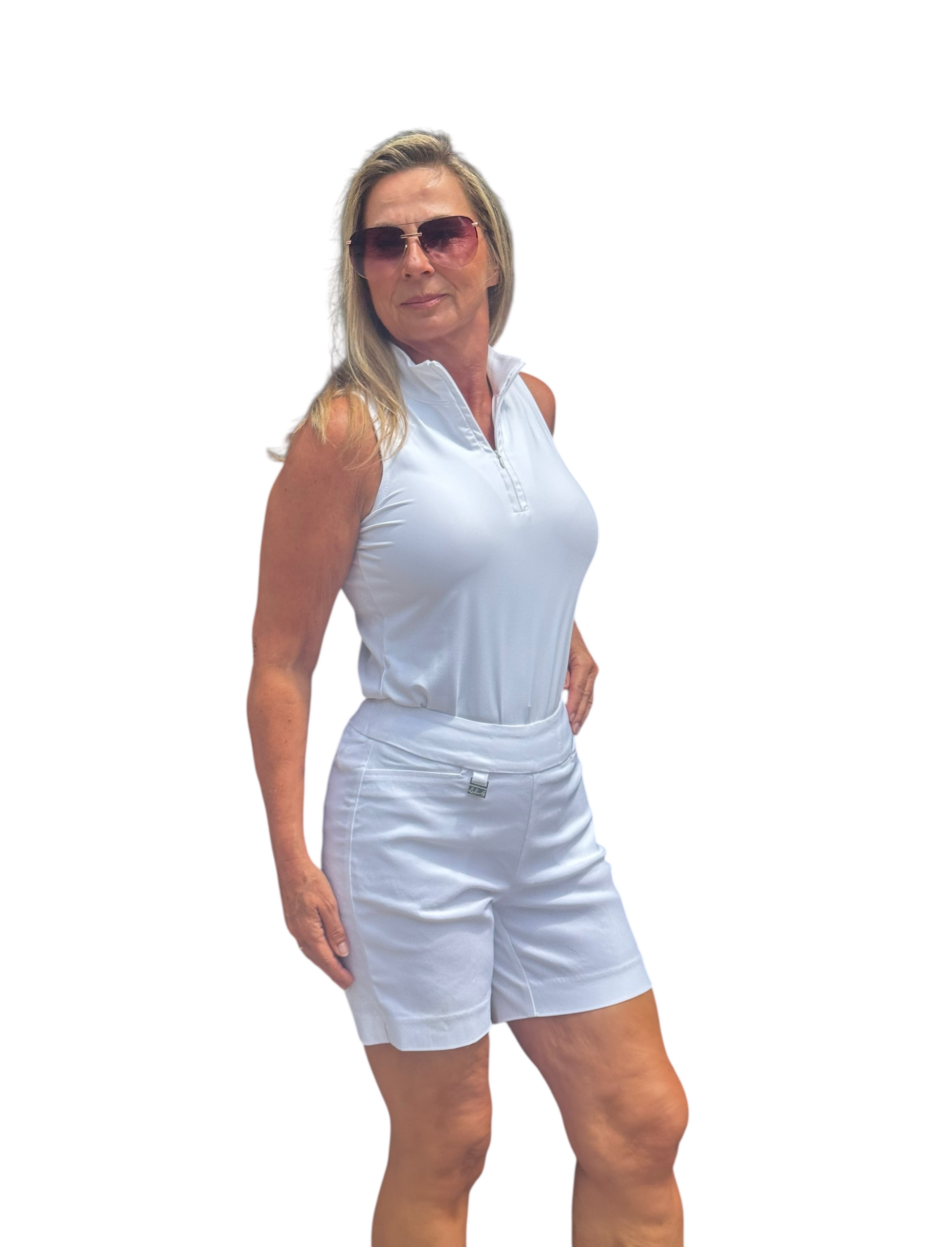 6" Inseam Pull-on Stretch Shorts White