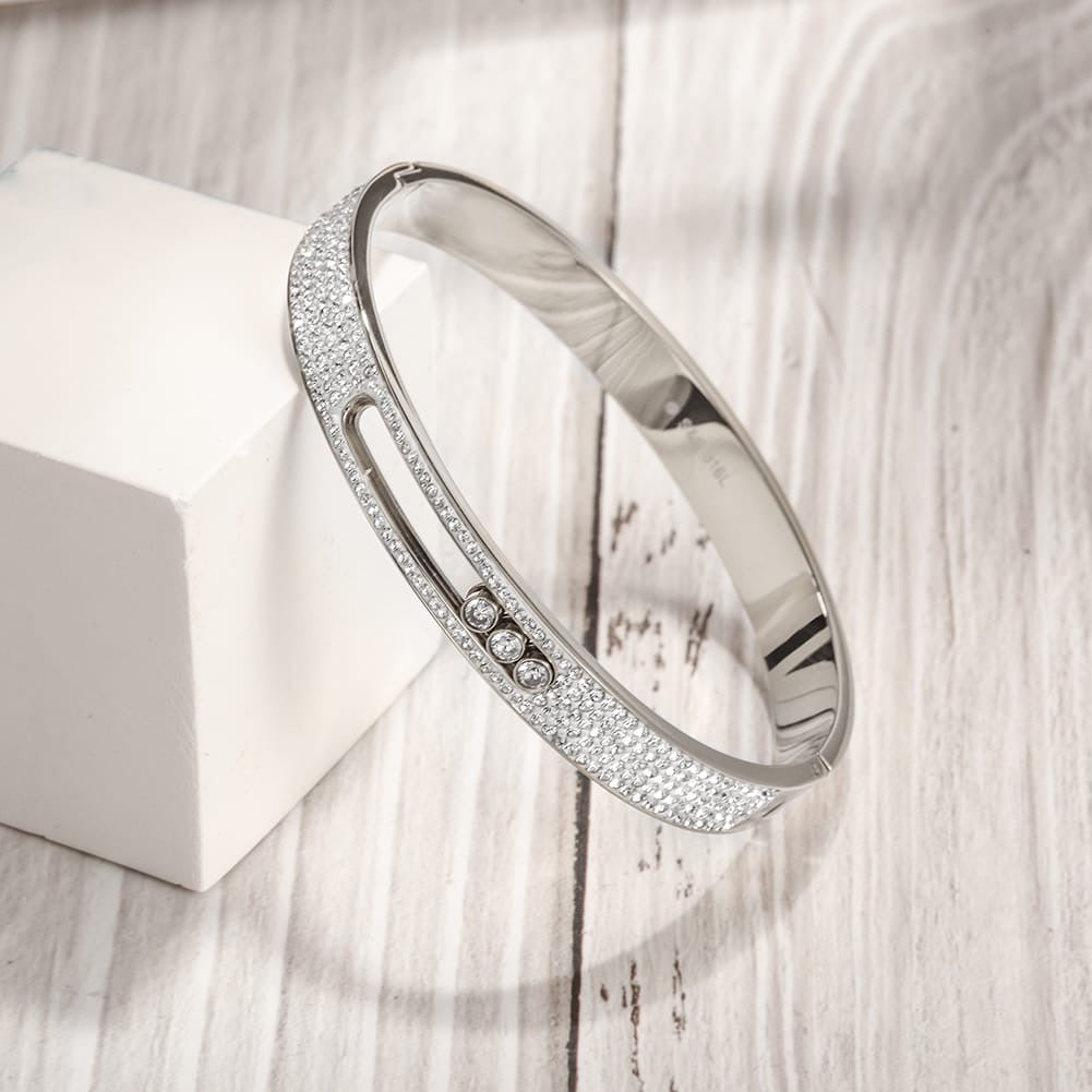 Carina Bangle White Gold Finish