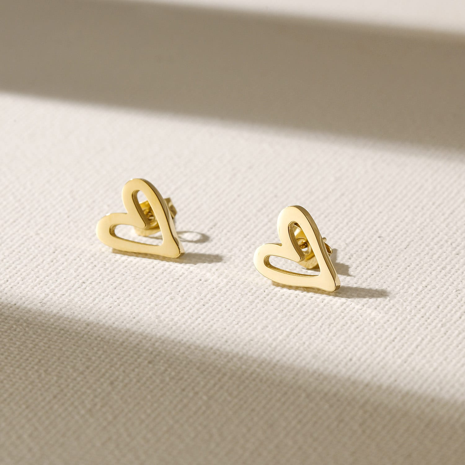 Heart Stud Earrings Yellow Gold Finish - Back of the Bay Boutique