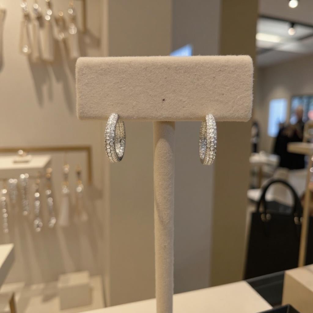 Pave Huggie Earring White Gold Finish - Back of the Bay Boutique