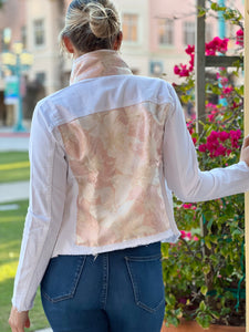 The White Denim Jacket / Pink Shimmer