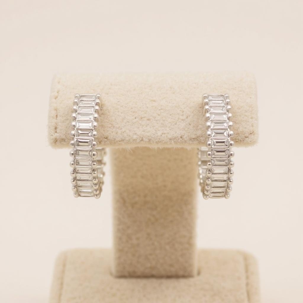 Marie Huggie Earring White Gold Finish - Back of the Bay Boutique