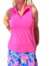 Load image into Gallery viewer, High Zip-Neck Sleeveless Top with UPF50+ Bright Hot Pink

