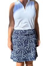 Load image into Gallery viewer, Pull-on Zip Skort with UPF50+ Palm Tree Navy White

