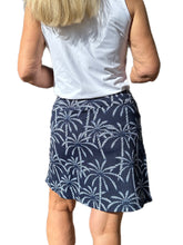 Load image into Gallery viewer, Pull-on Zip Skort with UPF50+ Palm Tree Navy White
