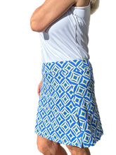 Load image into Gallery viewer, Pull-on Zip Skort with UPF50+ Diamonds Blue Key Lime
