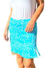Load image into Gallery viewer, Pull-on Zip Skort with UPF50+ Palm Tree Turquoise
