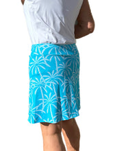 Load image into Gallery viewer, Pull-on Zip Skort with UPF50+ Palm Tree Turquoise

