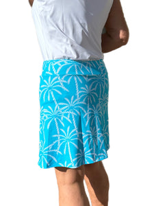 Pull-on Zip Skort with UPF50+ Palm Tree Turquoise