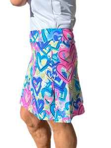 Pull-on Zip Skort with UPF50+ Hearts Multicolor