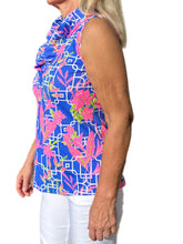 Load image into Gallery viewer, Ruffle-Neck Top with UPF50+ Lily Blue
