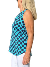 Load image into Gallery viewer, Keyhole Sleeveless Top with UPF50+ Ropes Navy/Aqua
