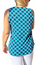 Load image into Gallery viewer, Keyhole Sleeveless Top with UPF50+ Ropes Navy/Aqua
