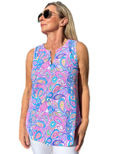 Load image into Gallery viewer, Keyhole Sleeveless Top with UPF50+ Paisley
