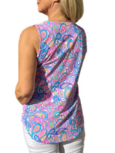 Load image into Gallery viewer, Keyhole Sleeveless Top with UPF50+ Paisley
