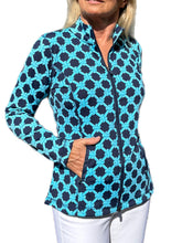 Load image into Gallery viewer, Zip-Up Long Sleeve Jacket with UPF50+ Ropes Navy/Aqua
