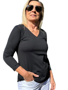 V-Neck Top with UPF50+ Black