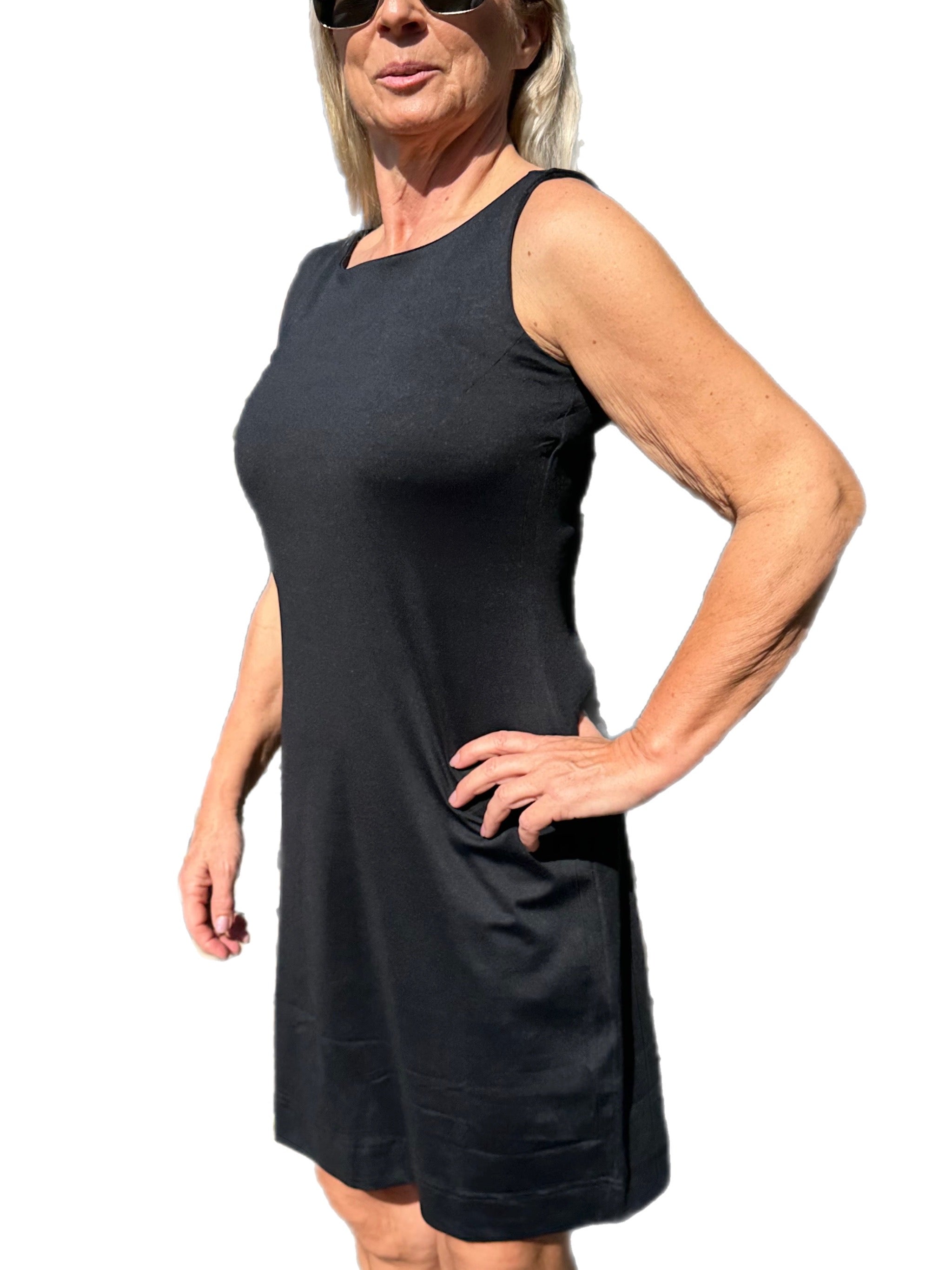 Classic Shift Dress with UPF50+ Black - Back of the Bay Boutique