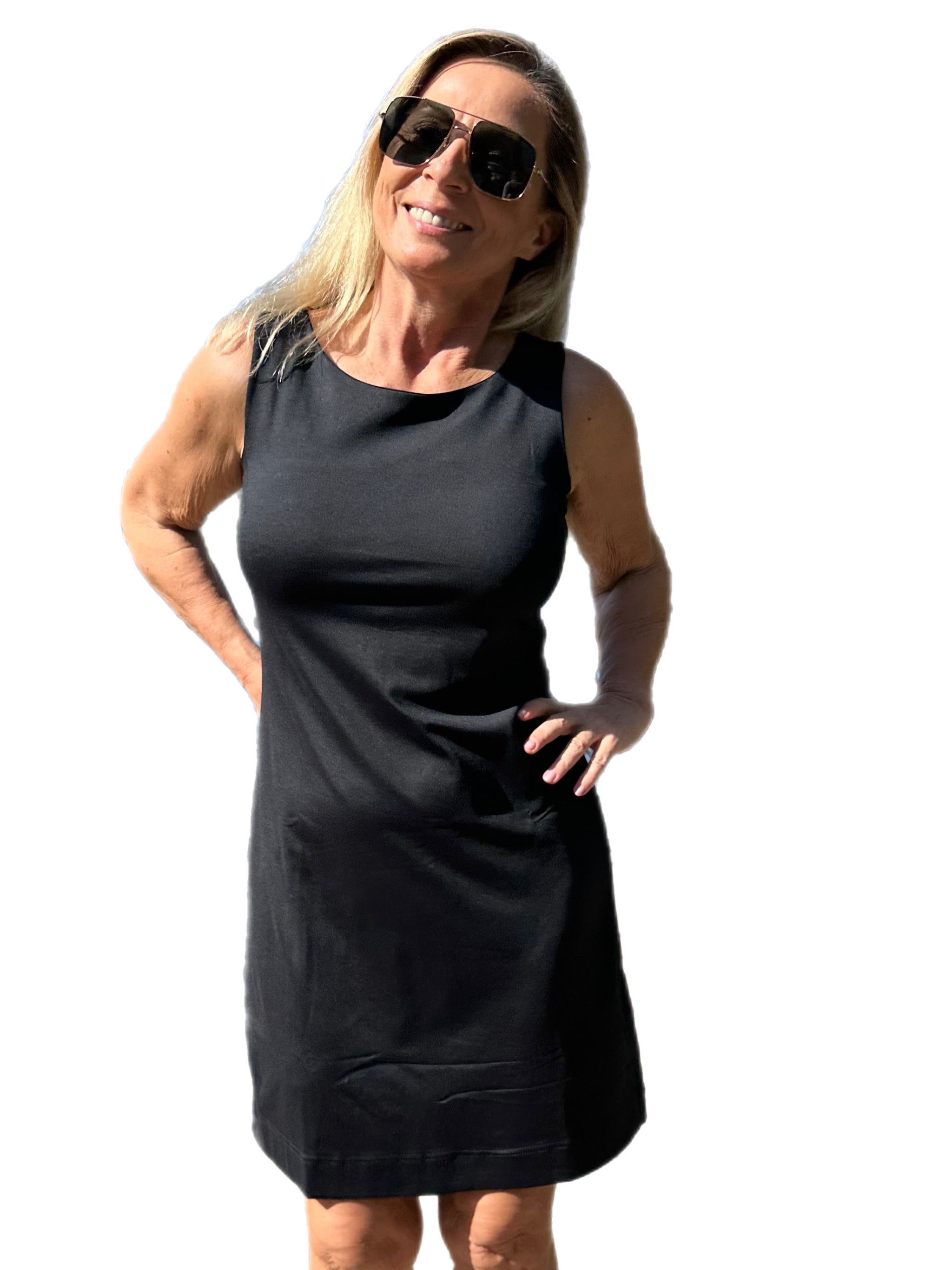 Classic Shift Dress with UPF50+ Black - Back of the Bay Boutique