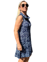Load image into Gallery viewer, Zipper Swing Dress  with UPF50+ Palm Tree Navy White
