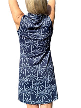 Load image into Gallery viewer, Zipper Swing Dress  with UPF50+ Palm Tree Navy White
