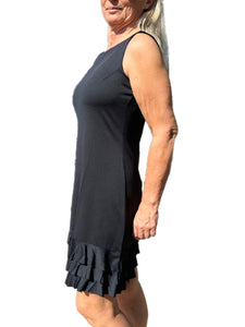 Sleeveless Dress with Ruffles with UPF50+ Black