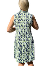 Load image into Gallery viewer, Ruffle-Neck Dress with UPF50+ Palm Tree Navy
