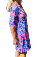 Load image into Gallery viewer, Elbow-Sleeve Travel Dress with UPF50+ Lily Blue
