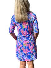 Load image into Gallery viewer, Elbow-Sleeve Travel Dress with UPF50+ Lily Blue
